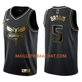 Maillot NBA Charlotte Hornets Nicolas Batum 5 Nike Noir Golden Edition Swingman - Homme